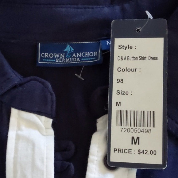 Crown and Anchor Navy button shirt dress/tunic - Picture 3 of 7